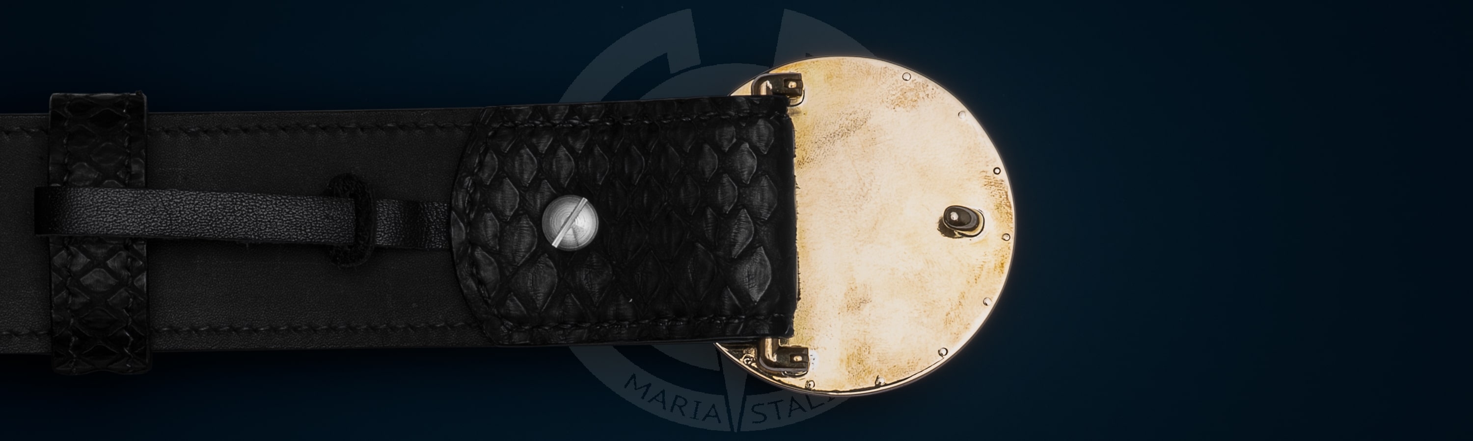 Belt with author's buckle "Gloomy Samurai" Python black_3