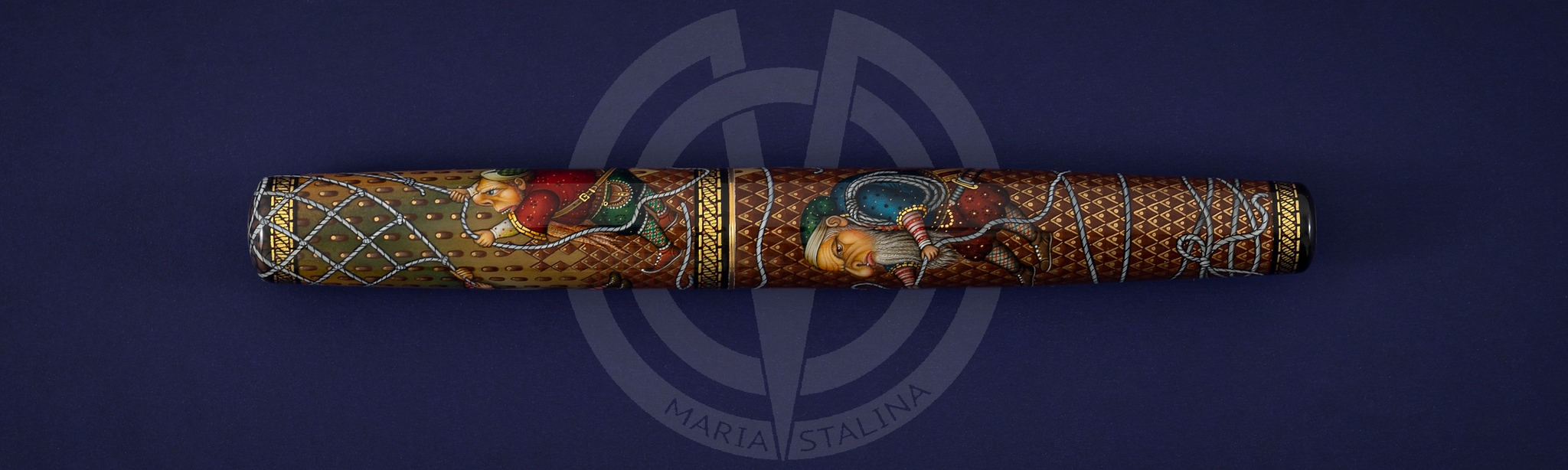 Fedoskino factory pen Dragon Catchers