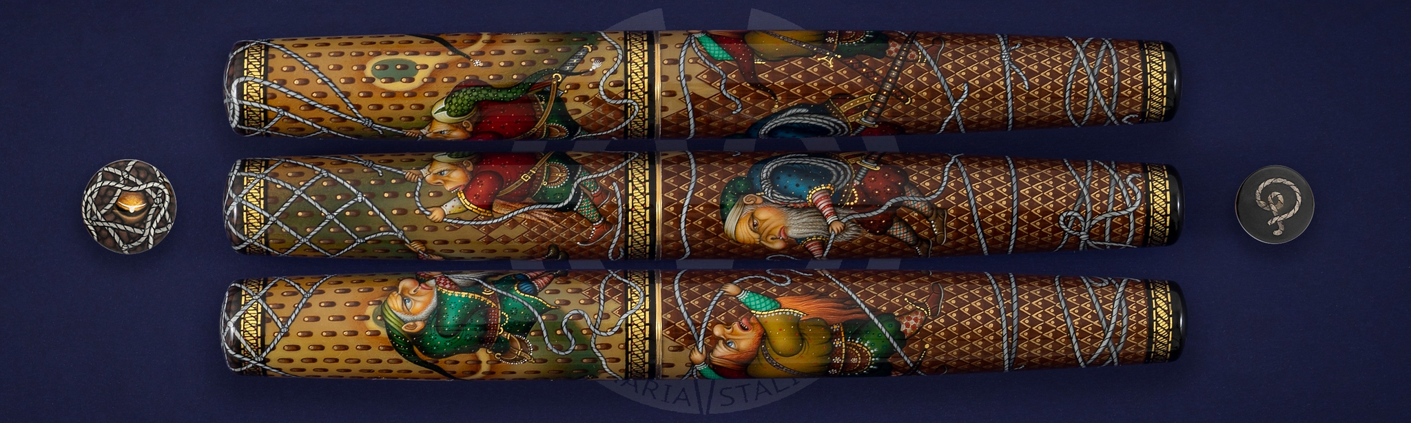 Fedoskino factory pen Dragon Catchers_2