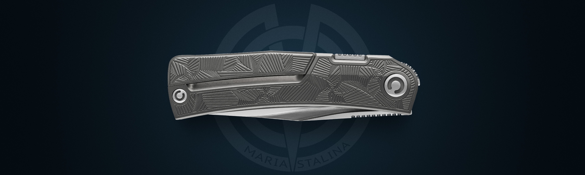 Pocket Hero knife closed back view, flush titanium pocket clip