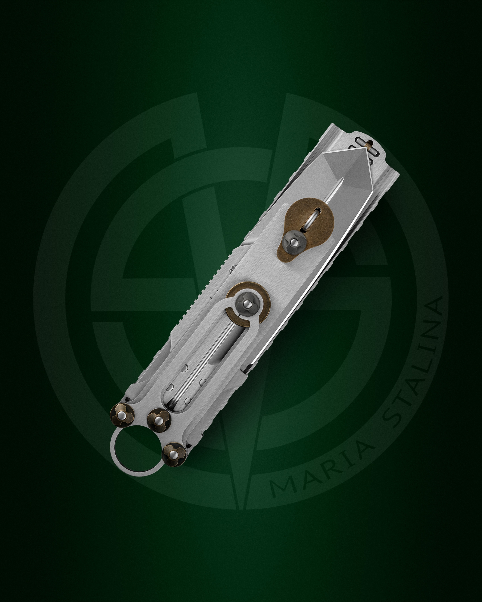 Cyrax Gladio closed knife lanyard ring bronze