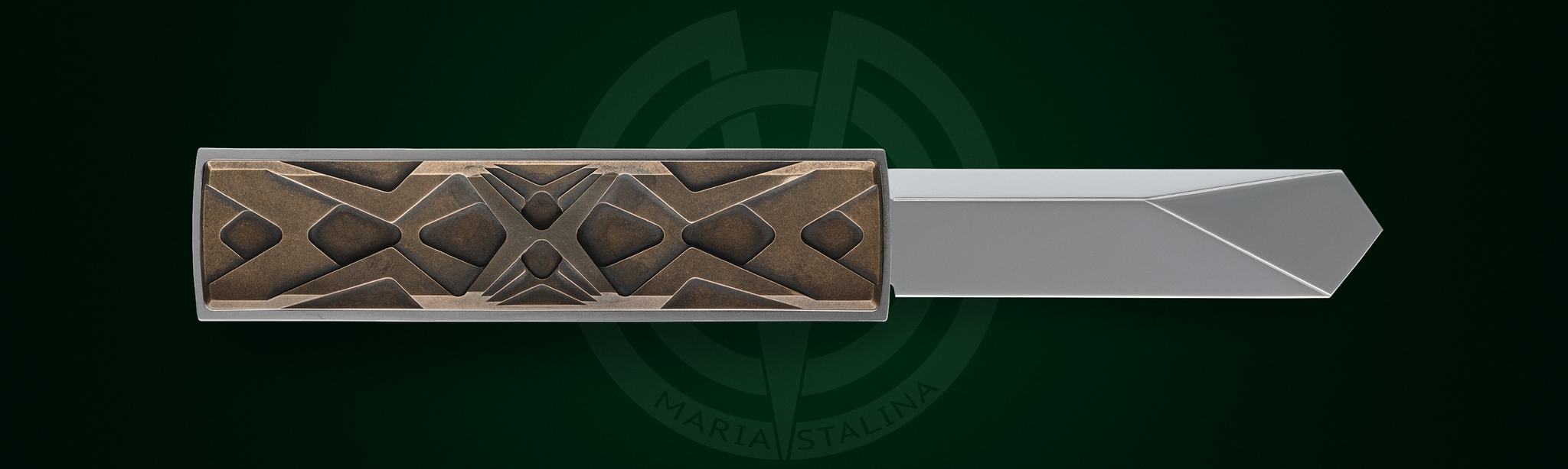 Égocentrique 2026 knife closed, titanium bronze and steel handle