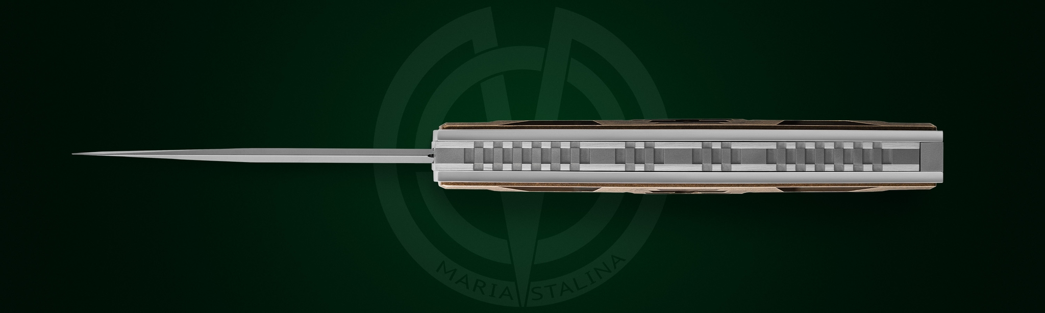 Front side of Égocentrique 2026 handle with Art Deco bronze pattern