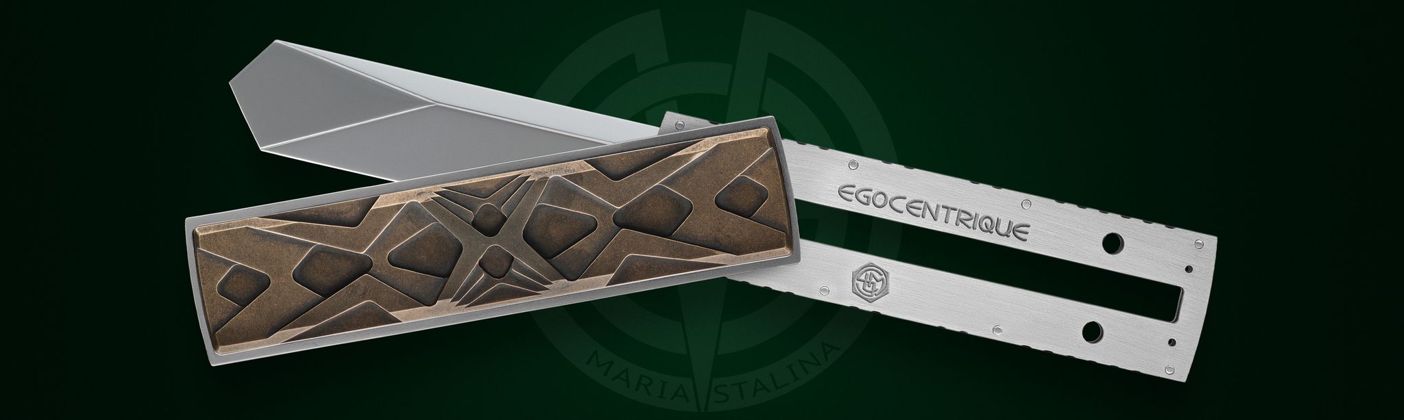 Close-up of the RWL-34 blade on the Égocentrique 2026 knife