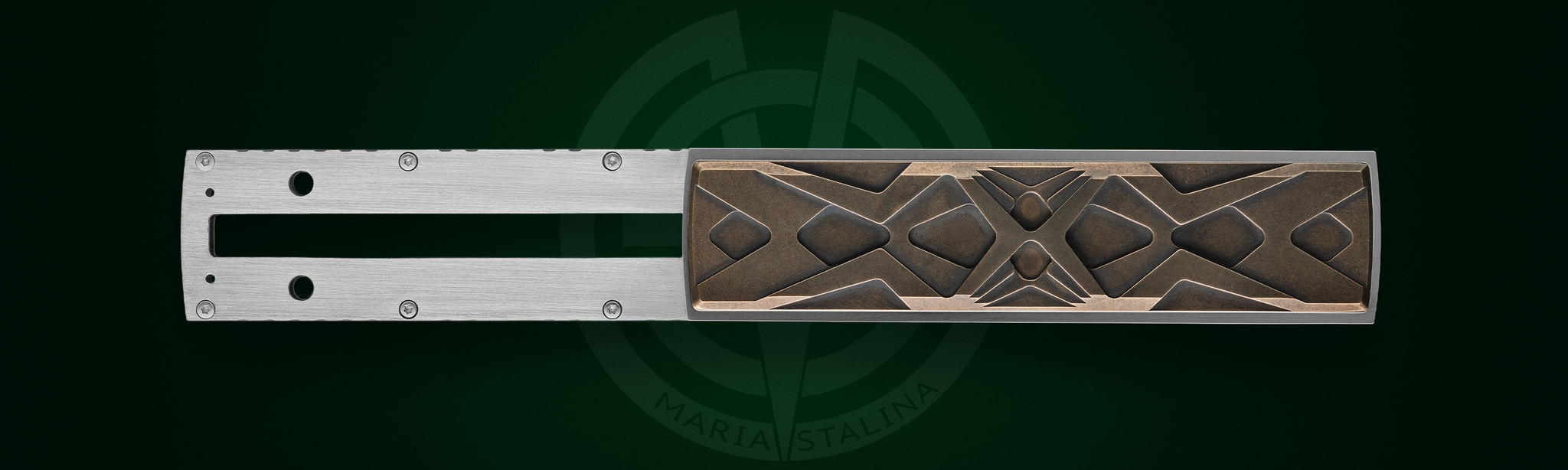 Top view of the Égocentrique 2026 knife showing its distinctive handle shape