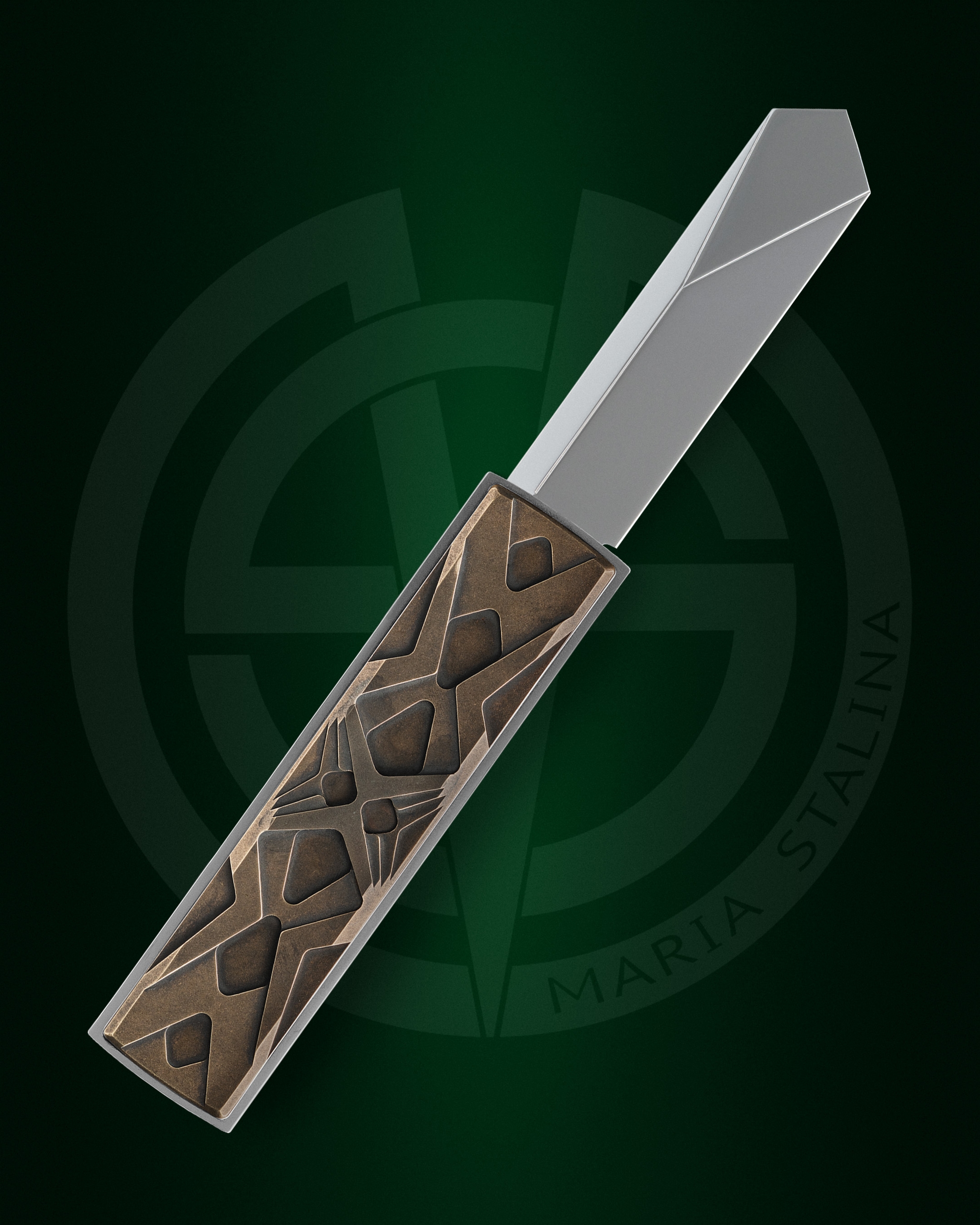 Égocentrique 2026 knife closed, titanium bronze and steel handle