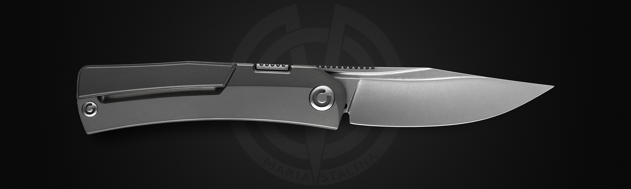 Pocket Hero Nudist knife open, back view, plain titanium handle