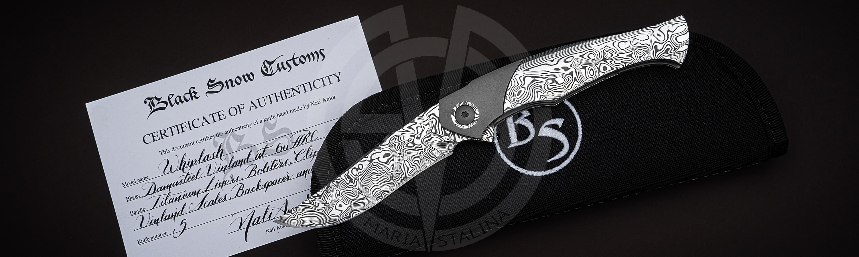 Black Snow Customs нож Whiplash Damasteel_6