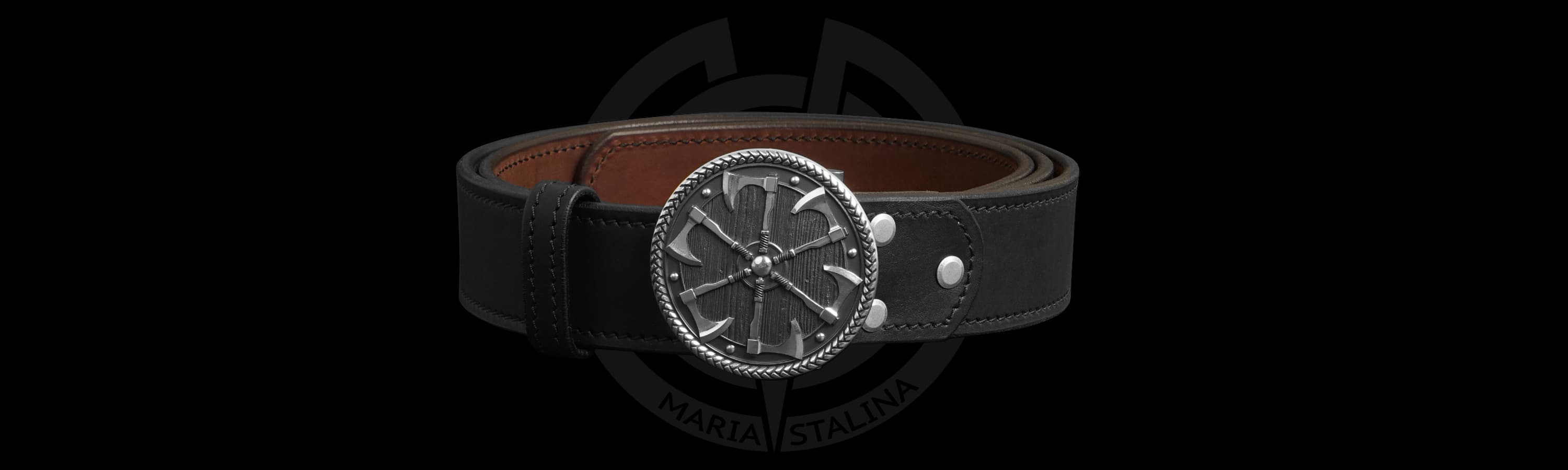 Кожаный ремень Топоры Мастерская братьев Пешковых_1