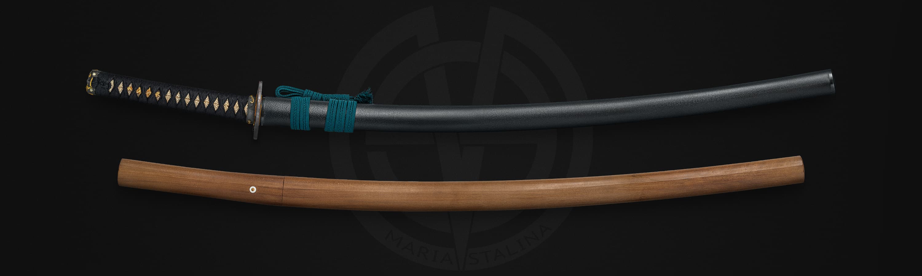 Katana with shirasaya storage mount