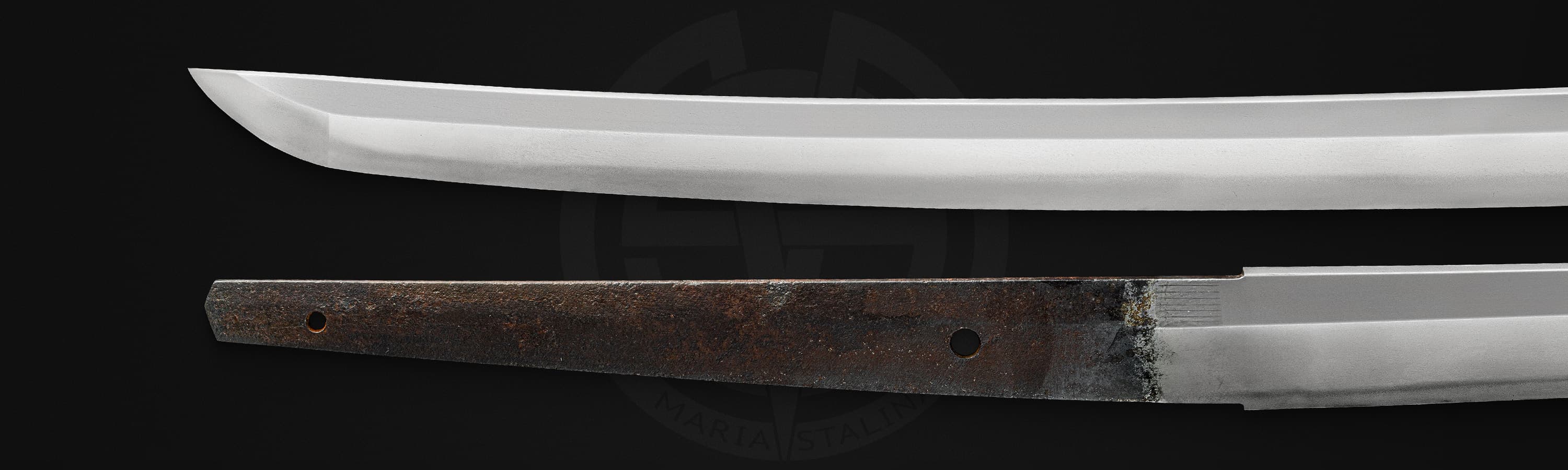 Katana blade with straight hamon