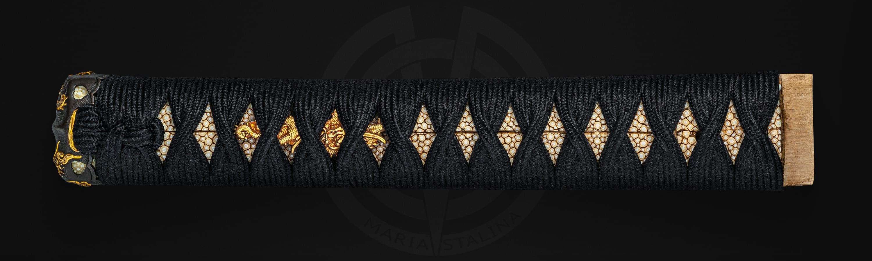 Katana hilt with traditional wrapping