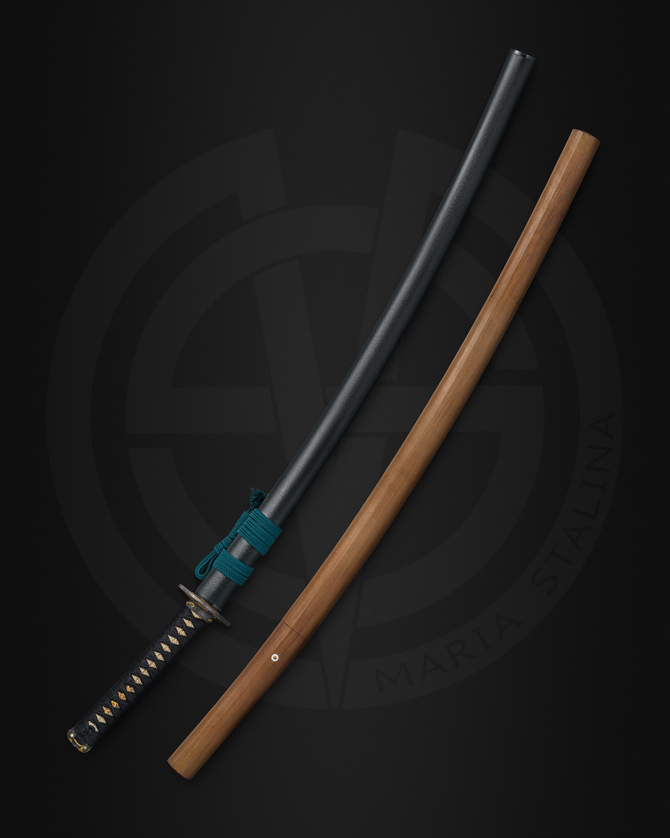 Katana with shirasaya storage mount
