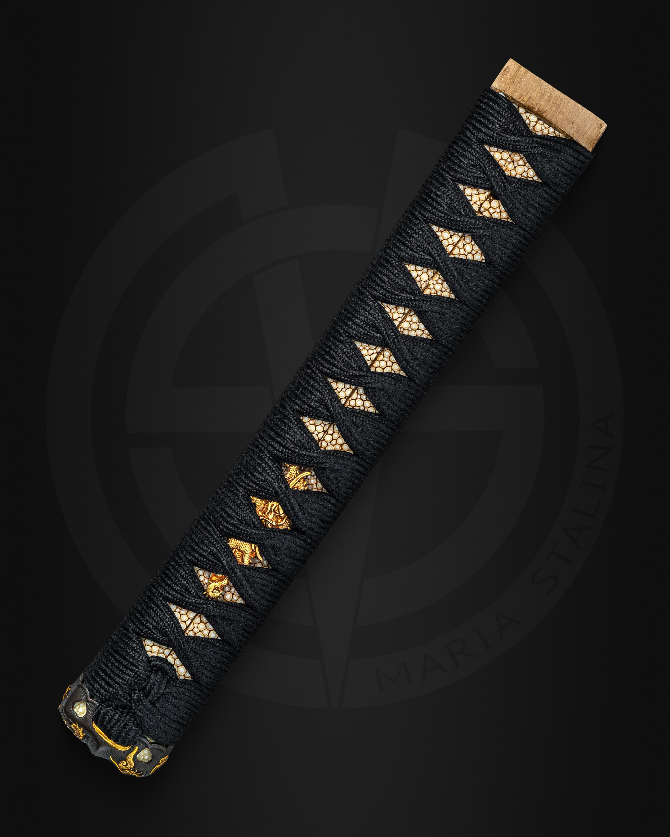 Katana hilt with traditional wrapping