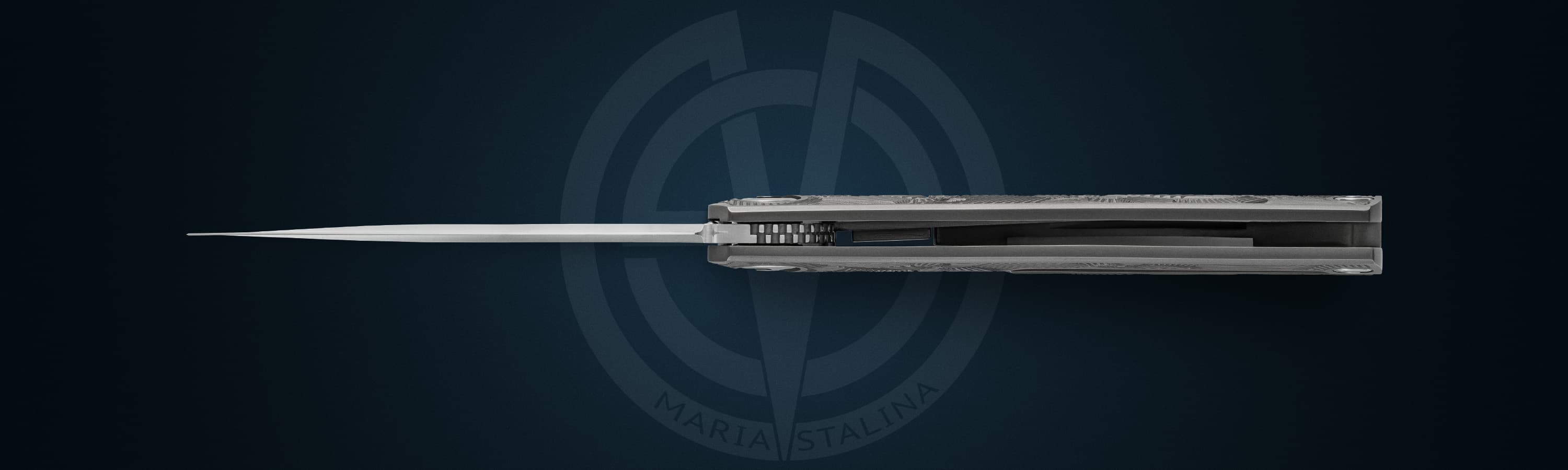 Pocket Hero нож открытый вид снизу, осевой узел и рукоять