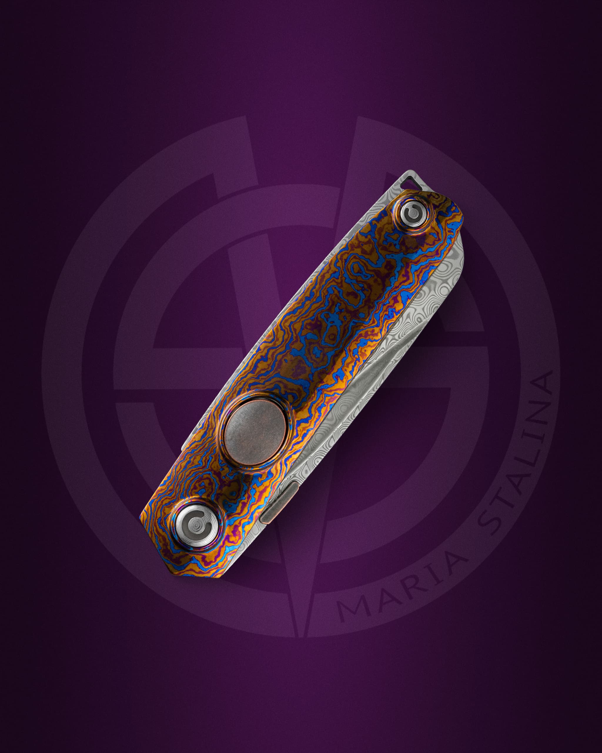 Tachycardia Rajah closed knife timascus one of a kind