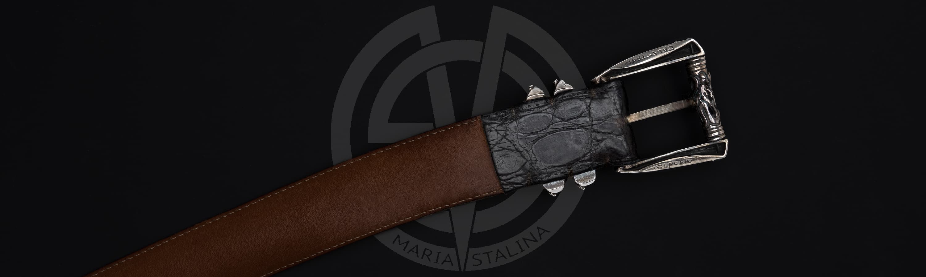 Кожаный ремень Claudio Calestani Coccodrillo_3