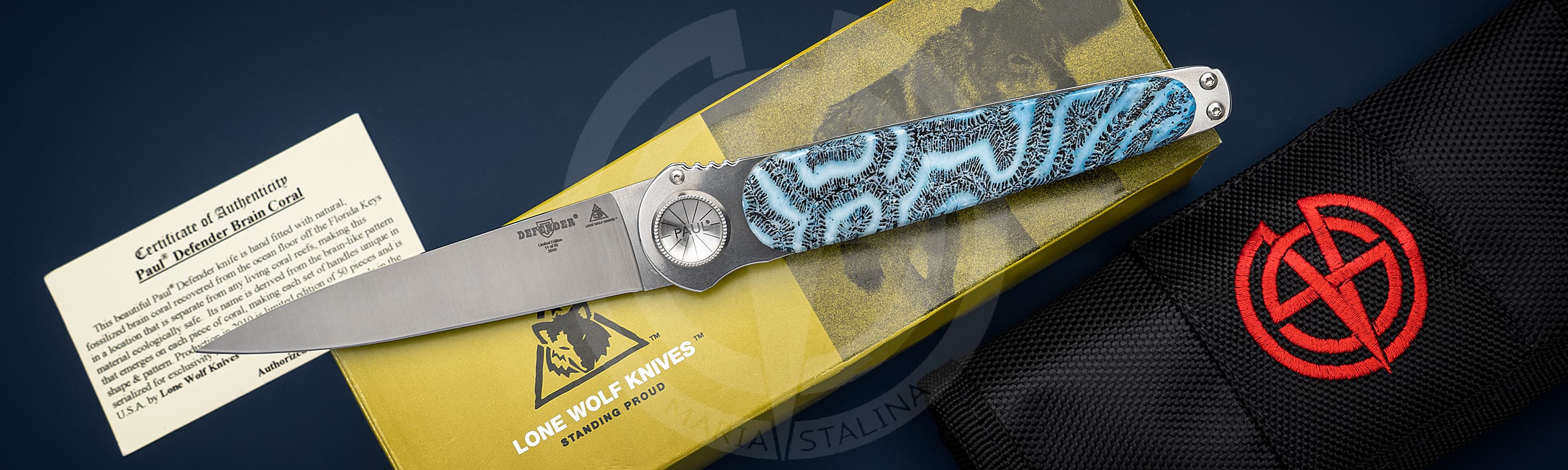 Lone Wolf Knives нож Defender Brain Coral_6