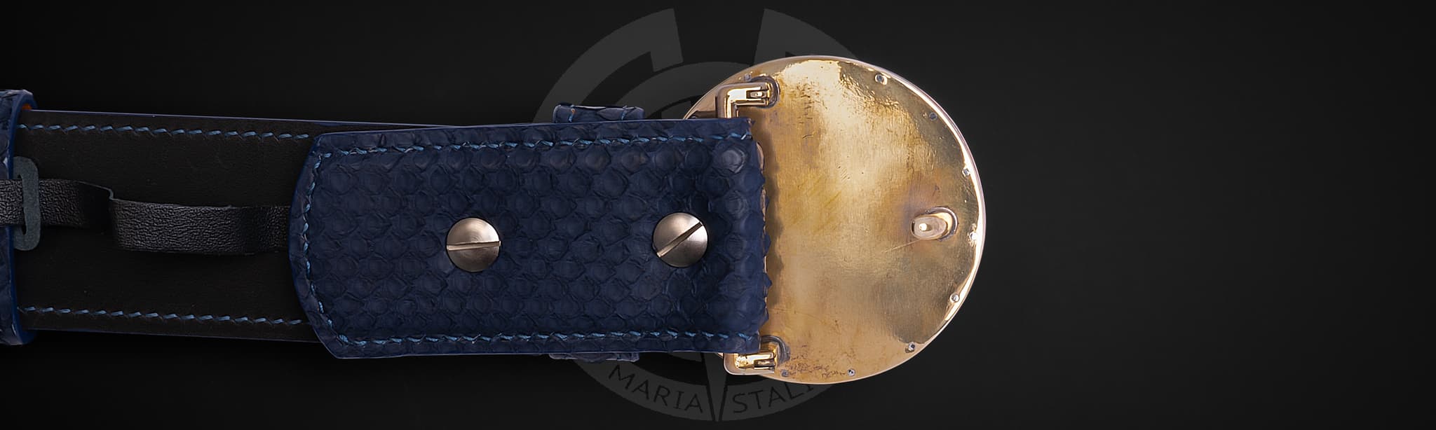 Belt with author's buckle "Gloomy Samurai" Python_1