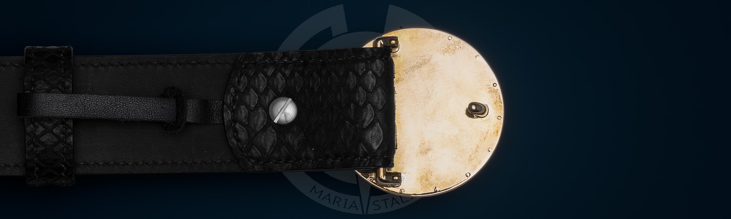 Belt with author's buckle "Gloomy Samurai" Python black_3