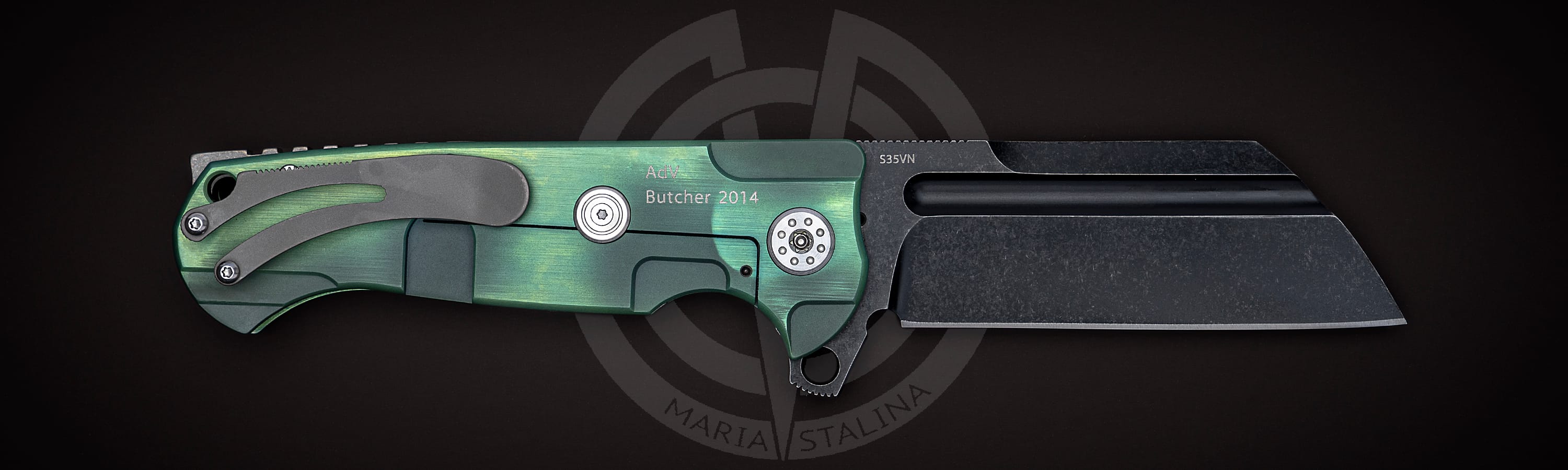 Andre De Villiers нож Butcher 2014 Green/Black_1