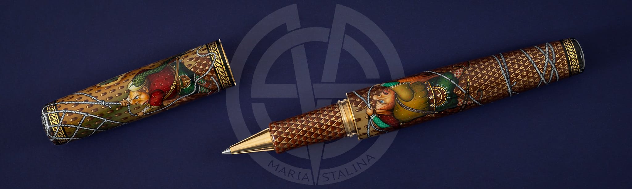 Fedoskino factory pen Dragon Catchers_1