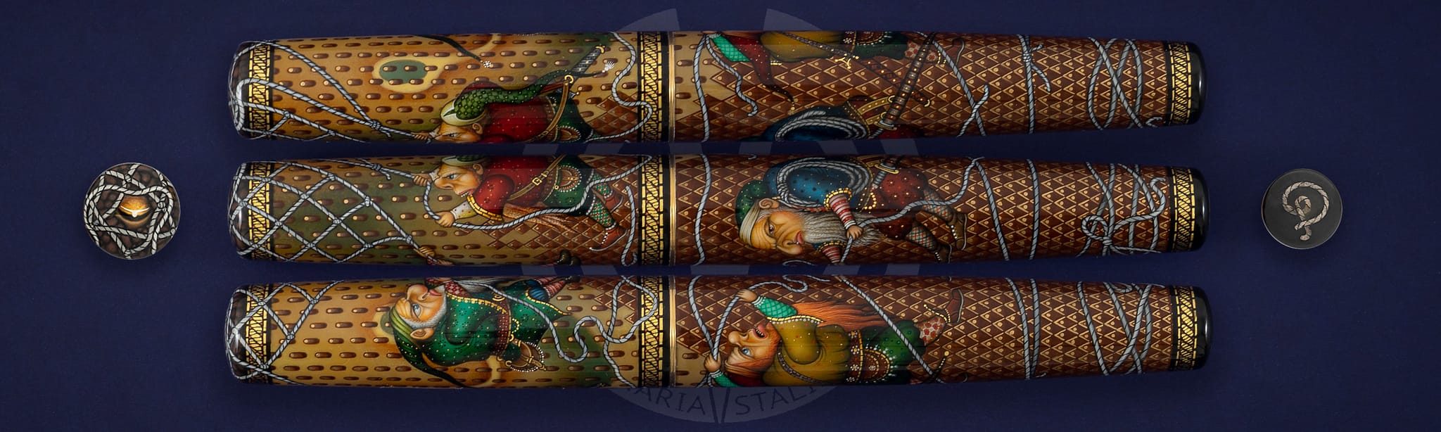 Fedoskino factory pen Dragon Catchers_2