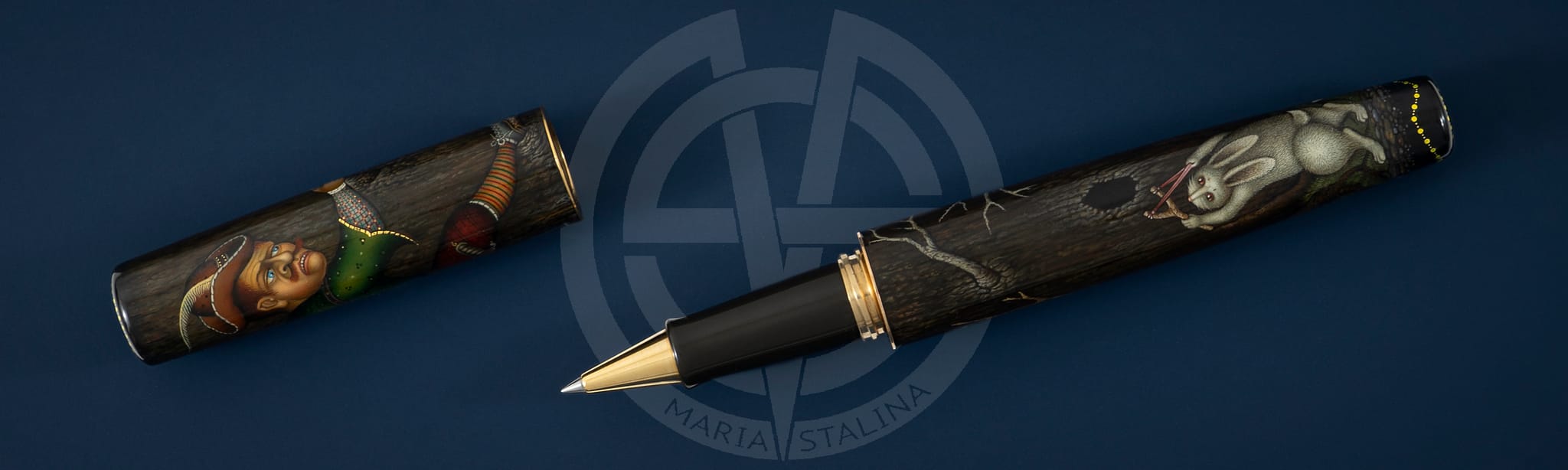 Fedoskino factory pen Oblique hares hunters