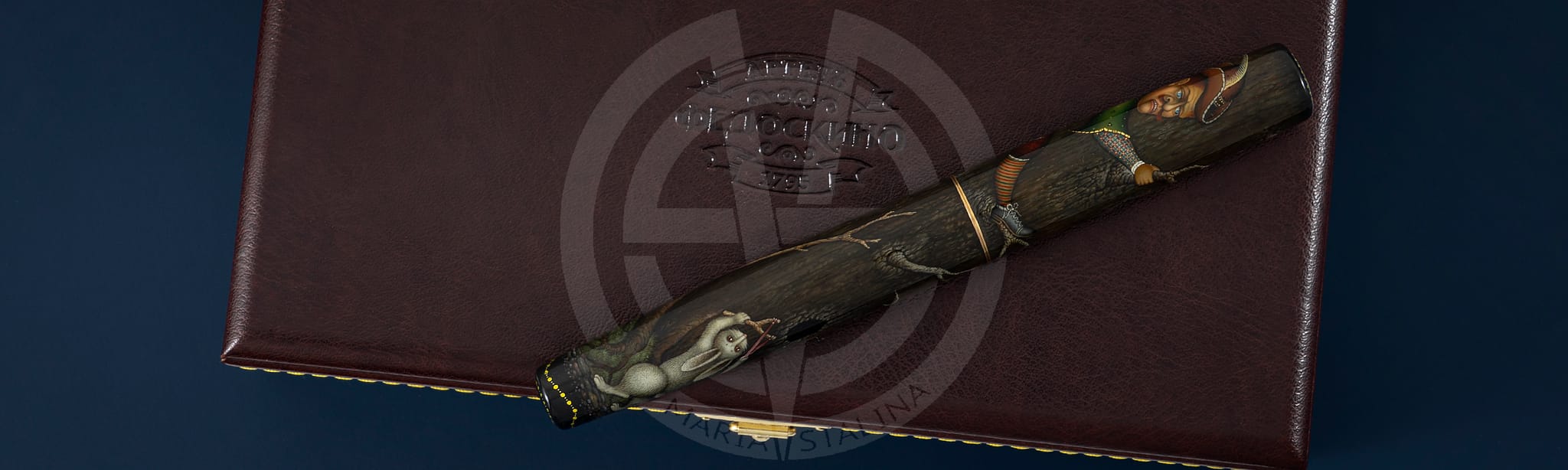 Fedoskino factory pen Oblique hares hunters_2
