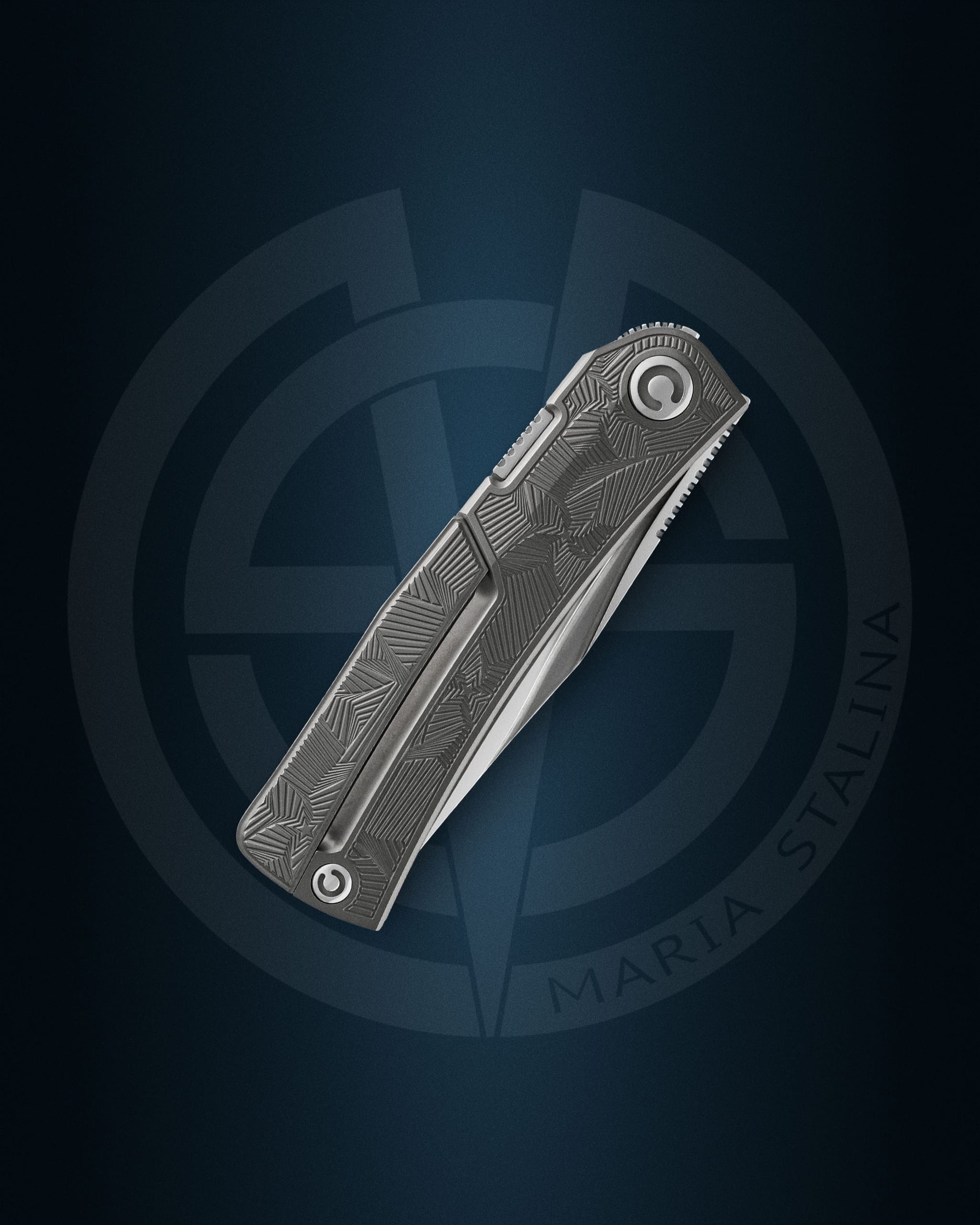 Pocket Hero knife closed back view, flush titanium pocket clip