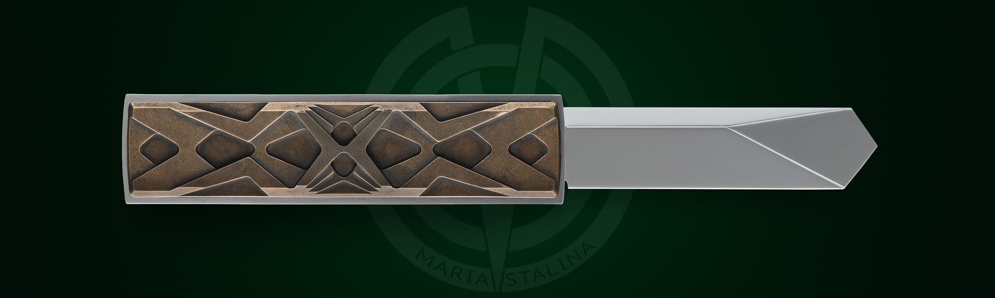 Égocentrique 2026 knife closed, titanium bronze and steel handle