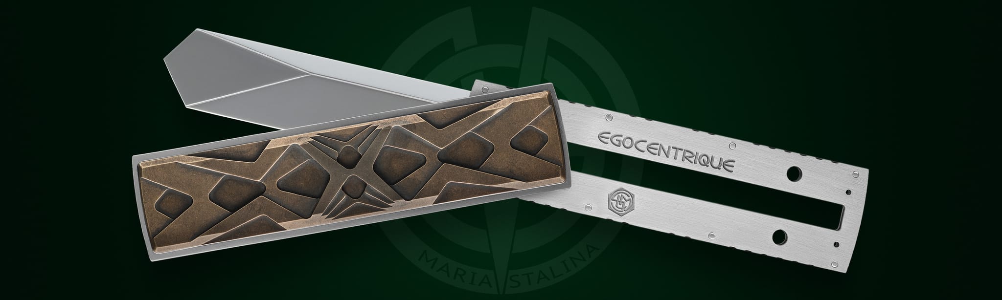 Close-up of the RWL-34 blade on the Égocentrique 2026 knife