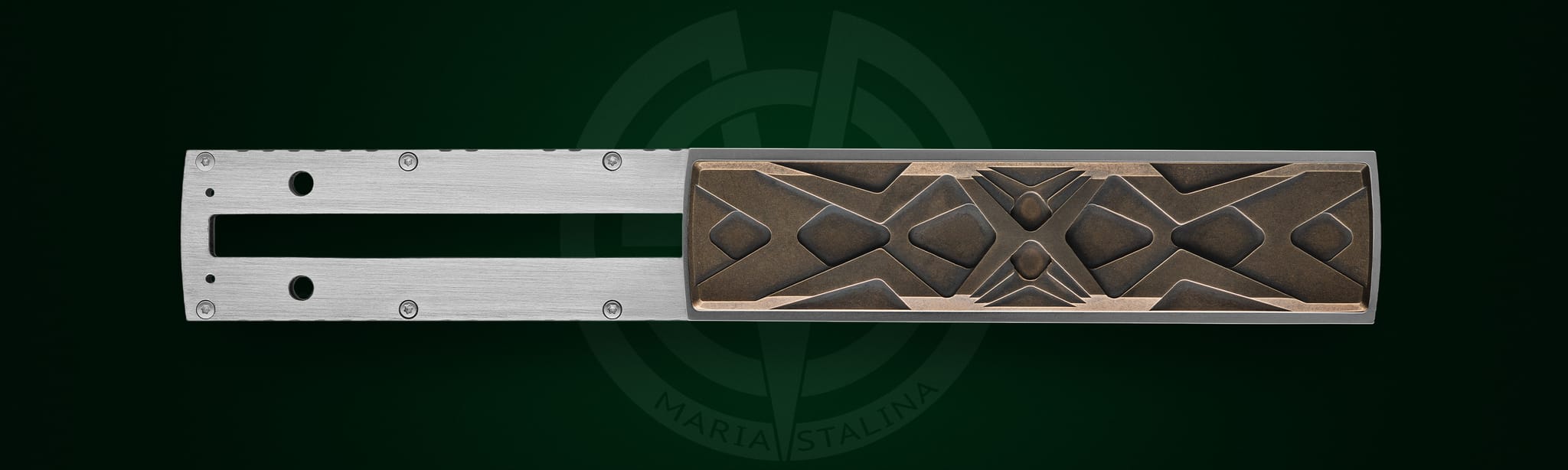Top view of the Égocentrique 2026 knife showing its distinctive handle shape