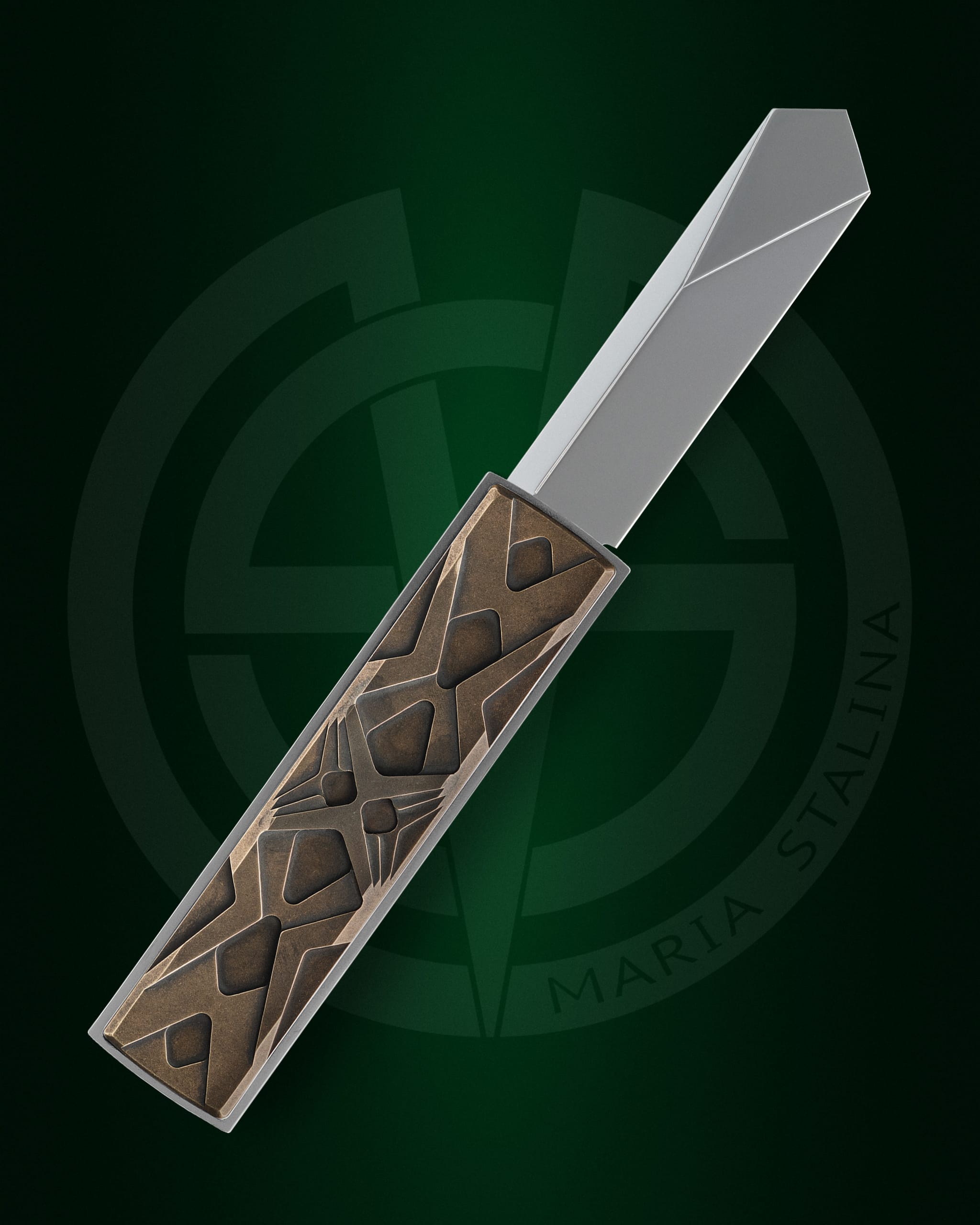 Égocentrique 2026 knife closed, titanium bronze and steel handle