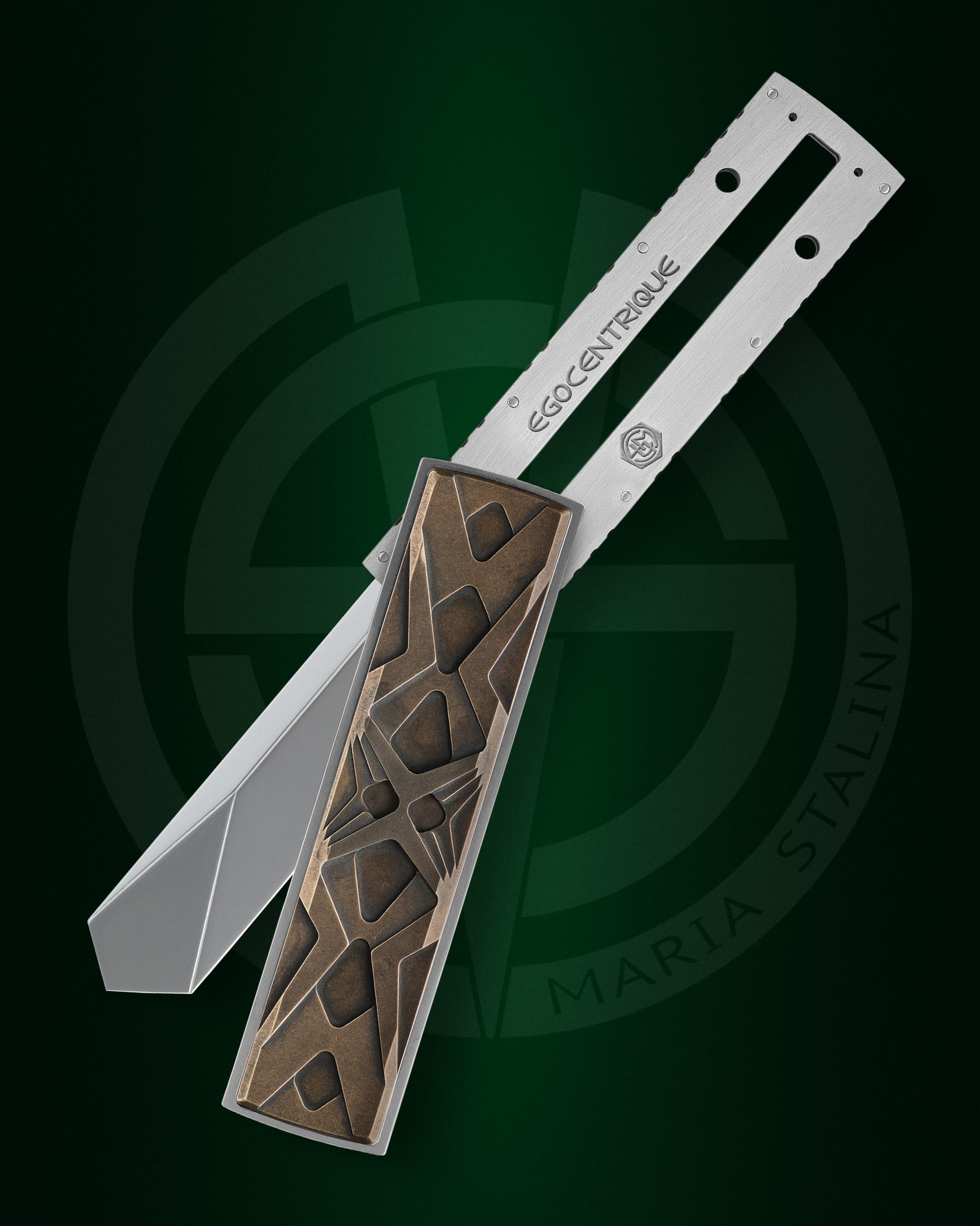 Close-up of the RWL-34 blade on the Égocentrique 2026 knife