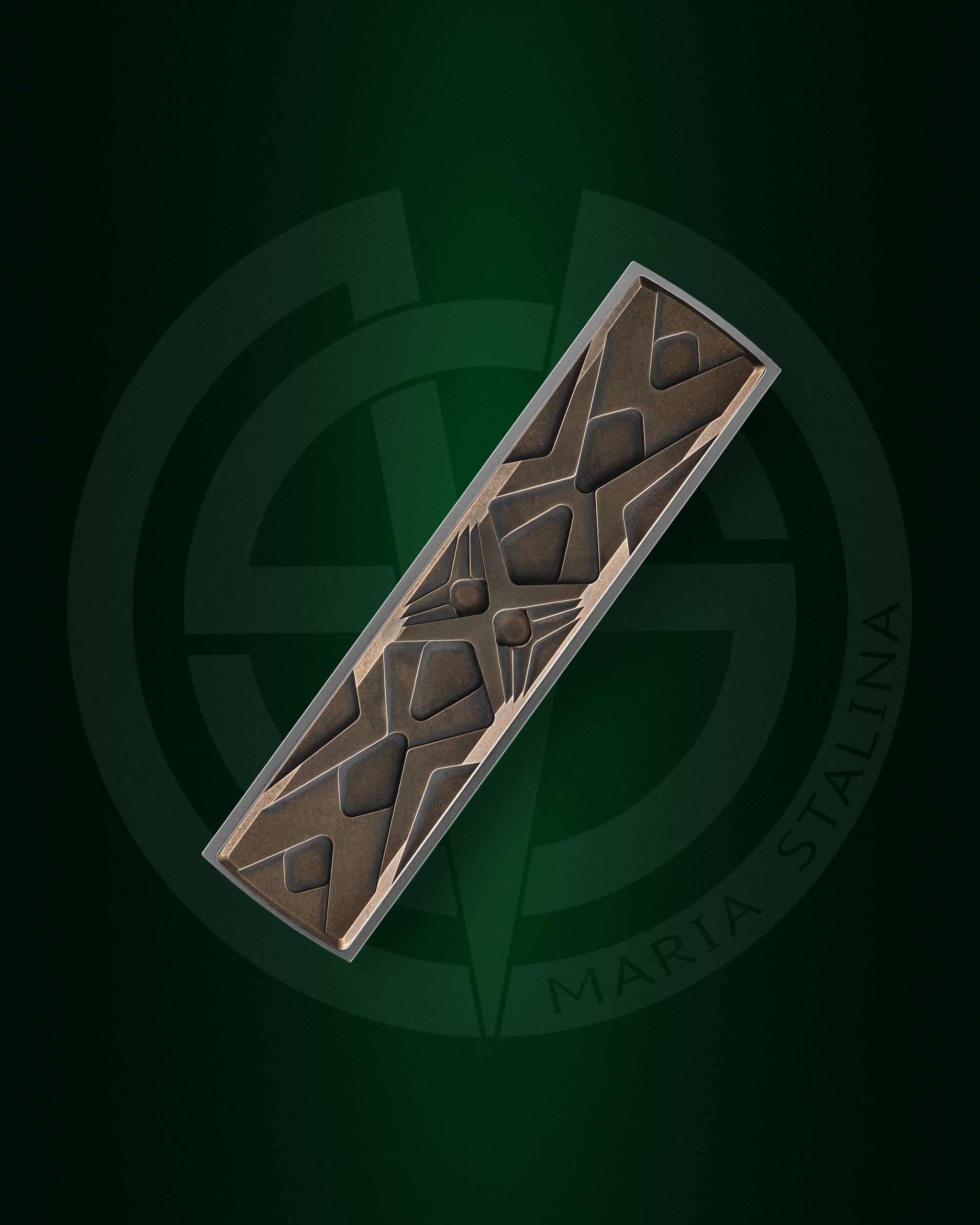 Close-up of the bronze inlays and decorative Art Deco pattern on Égocentrique 2026