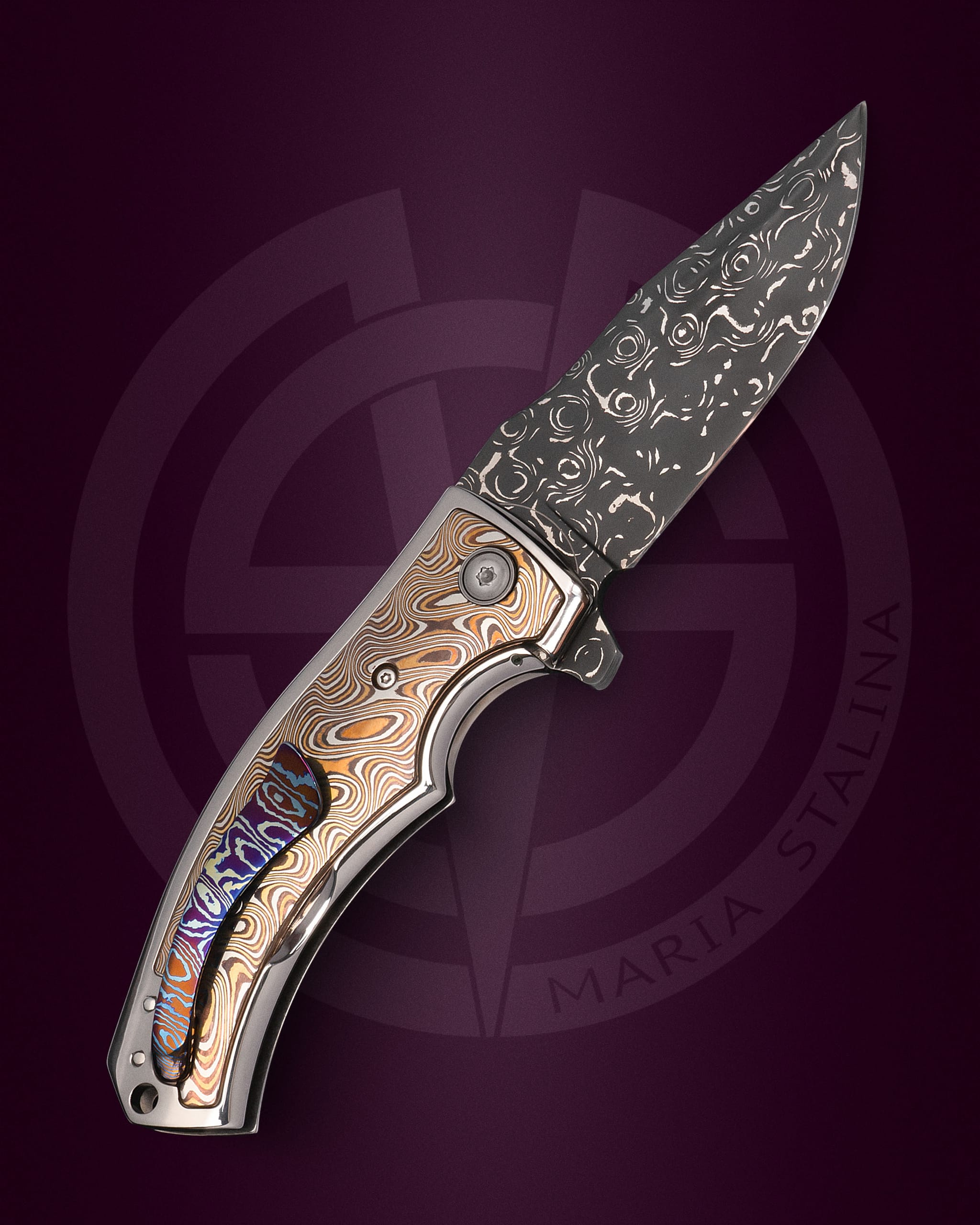 Les George Knives Valmara Non Recurve Mokume Maria Stalina edition SIL Manufactory customization Budgie_1