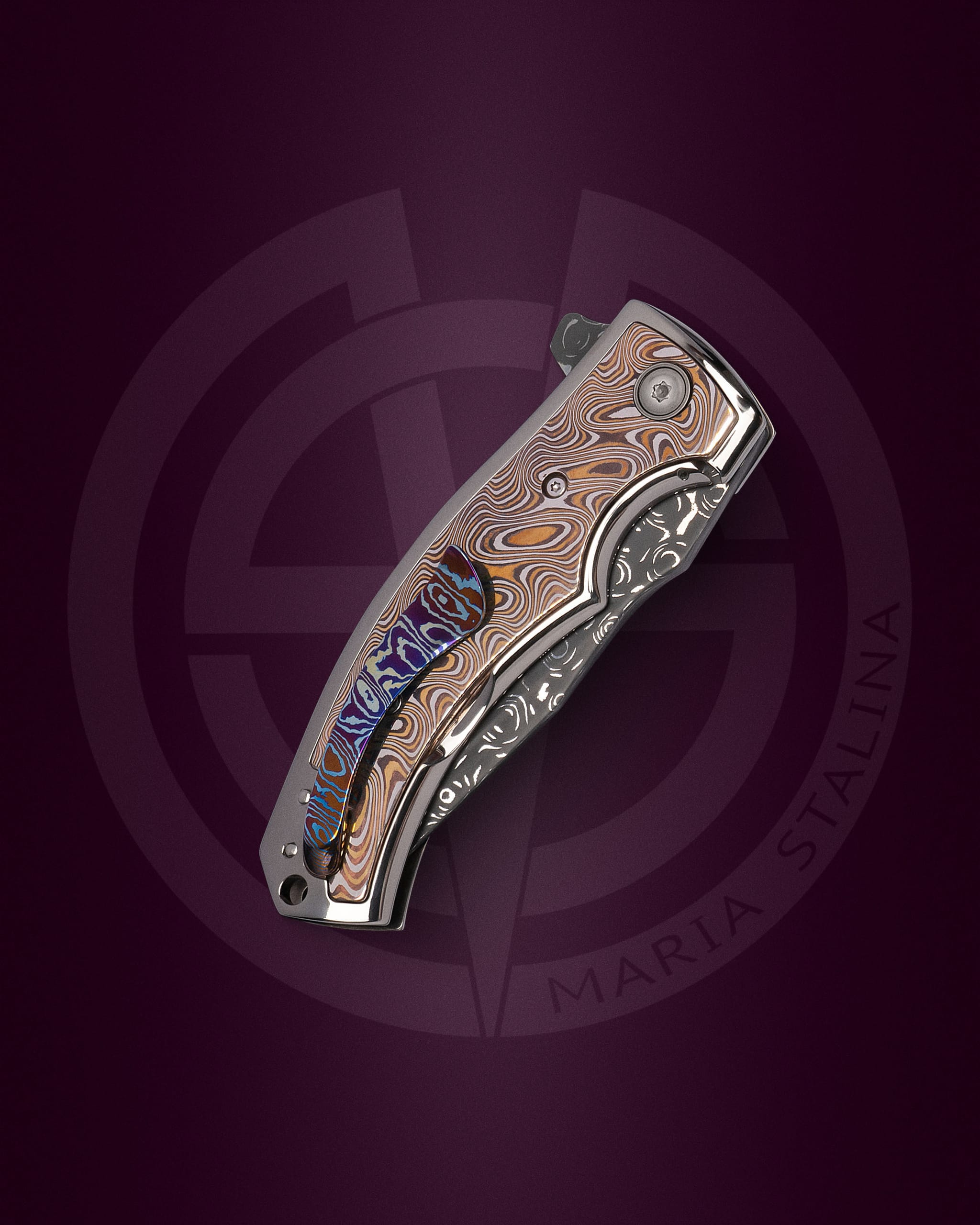 Les George Knives Valmara Non Recurve Mokume Maria Stalina edition SIL Manufactory customization Budgie_5