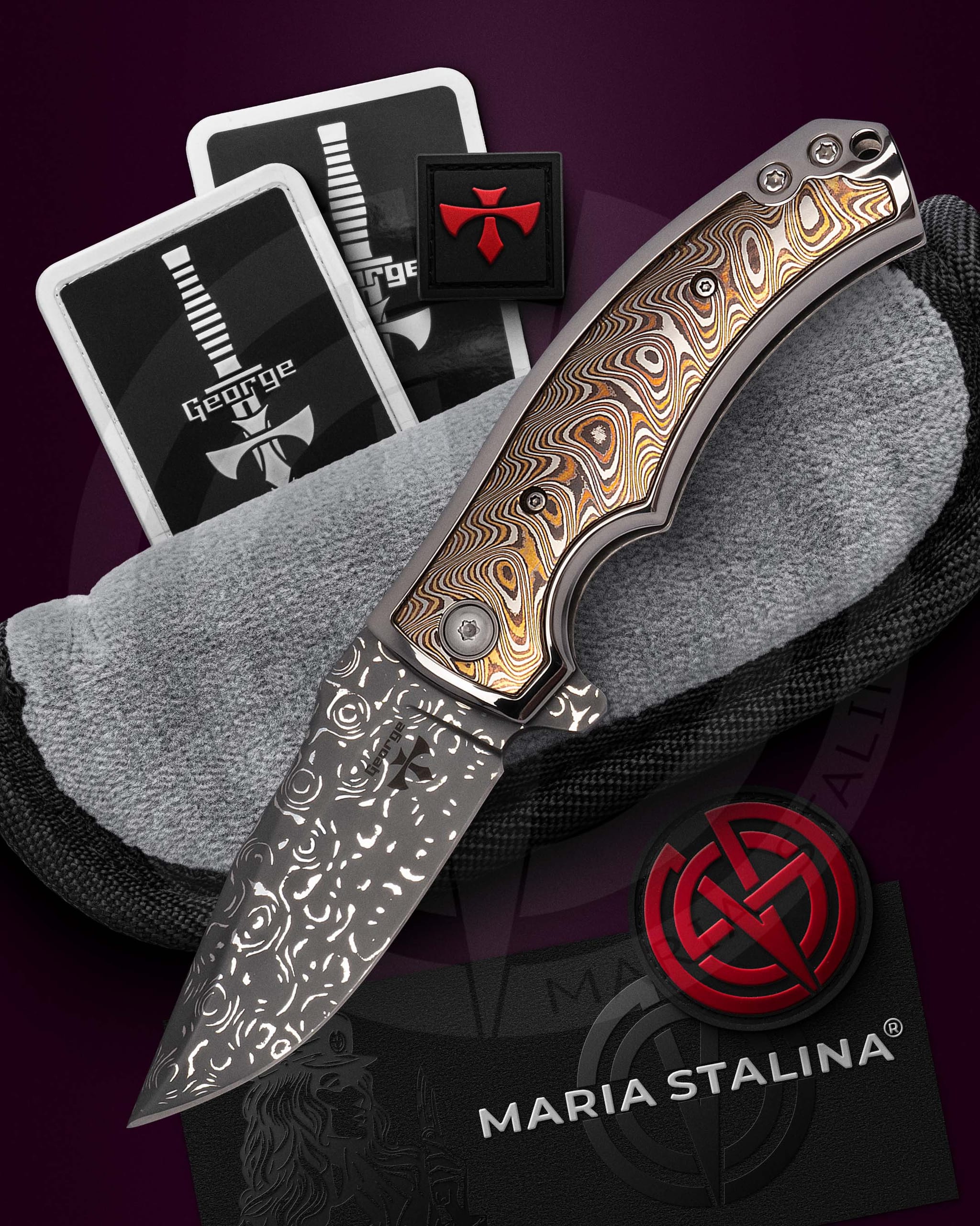 Les George Knives Valmara Non Recurve Mokume Maria Stalina edition SIL Manufactory customization Budgie_6
