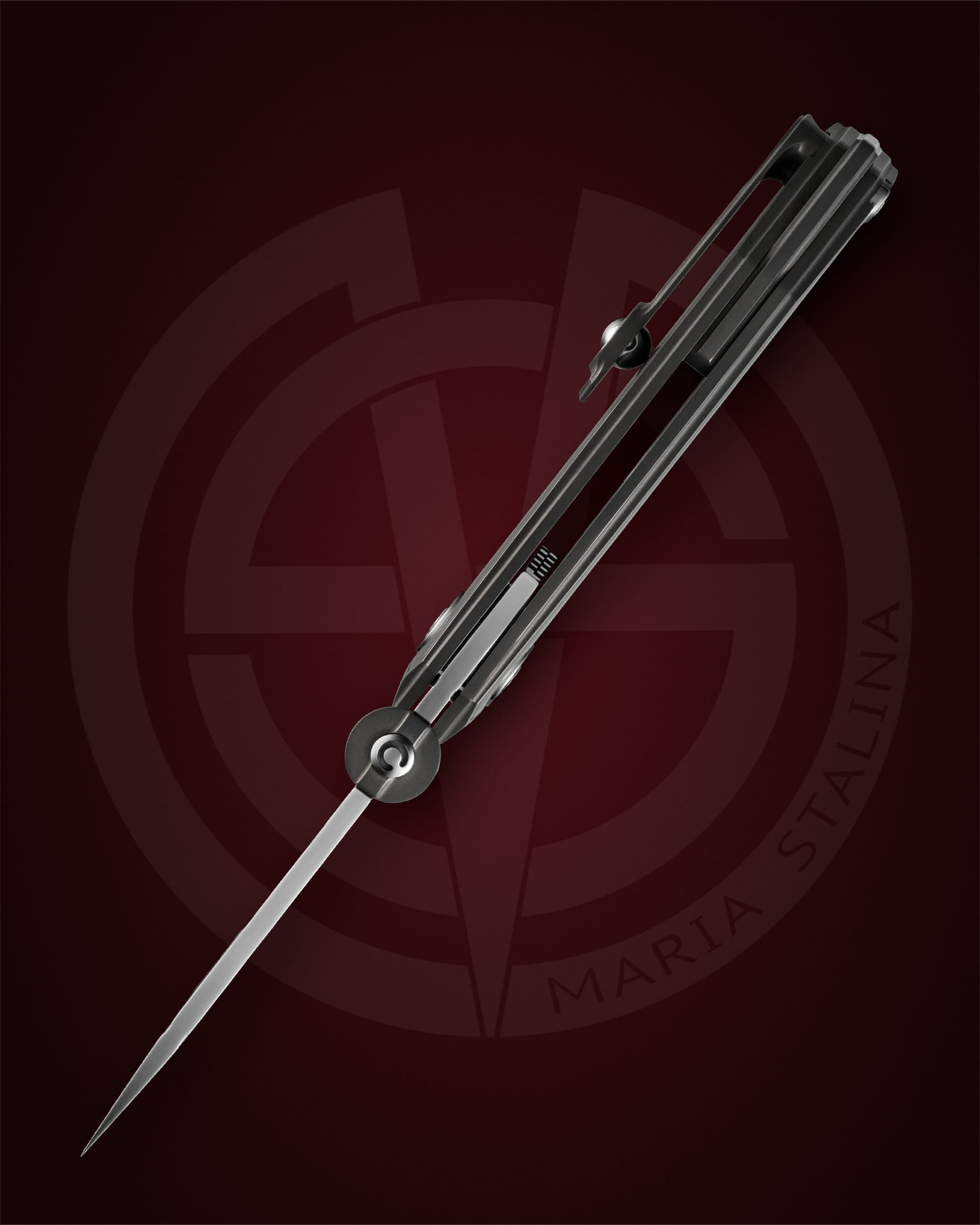 Copper Snake CS Титан, открытый нож, вид сверху, клинок RWL-34