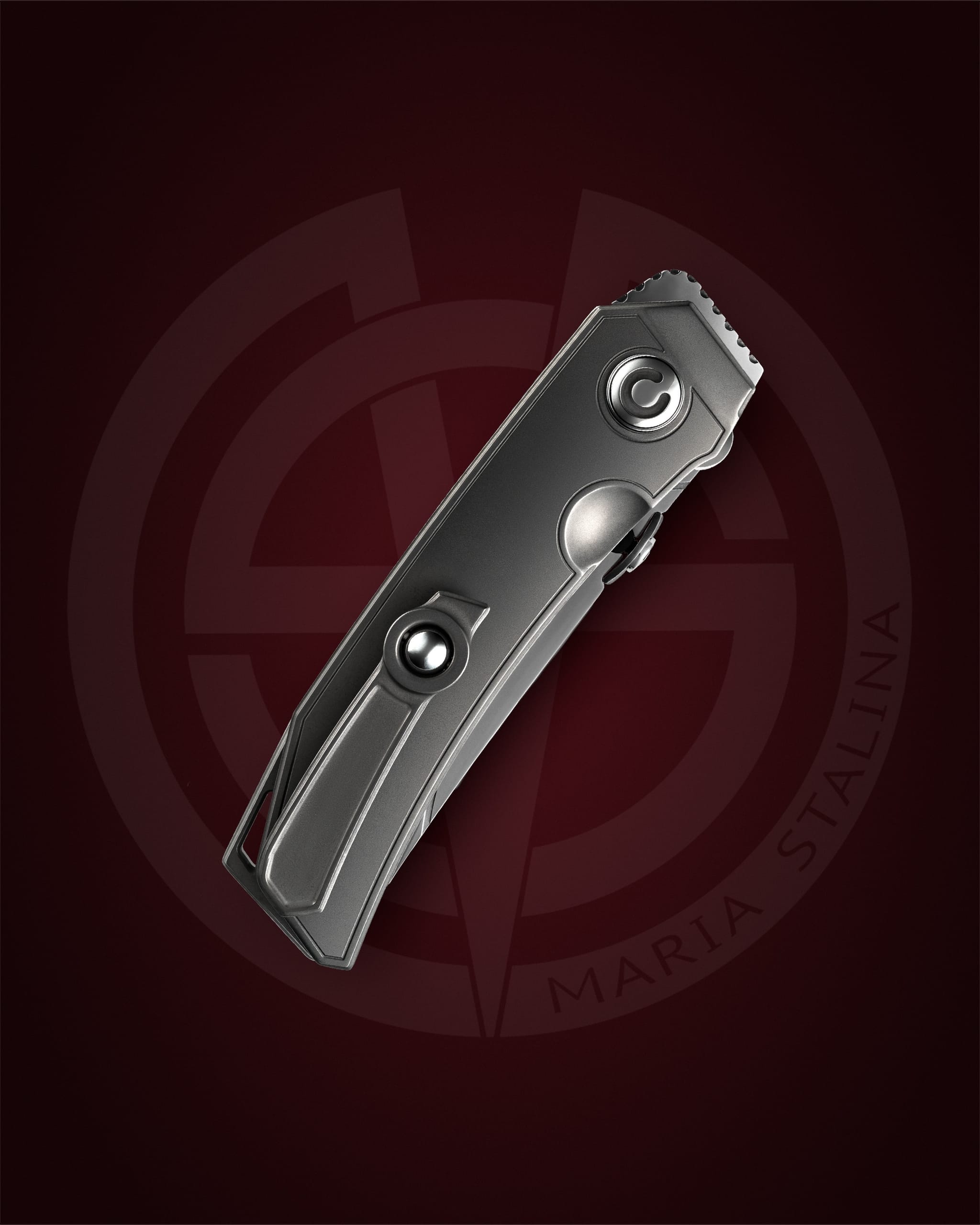 Copper Snake CS Титан, закрытый нож, вид сзади, титановая клипса