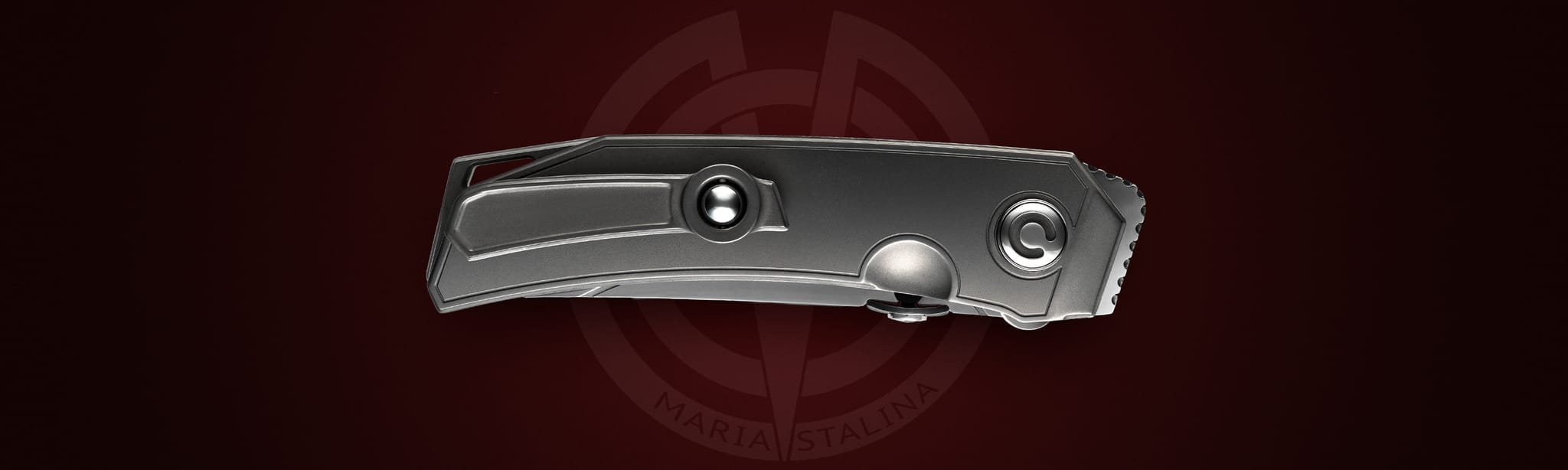 Copper Snake CS Титан, закрытый нож, вид сзади, титановая клипса