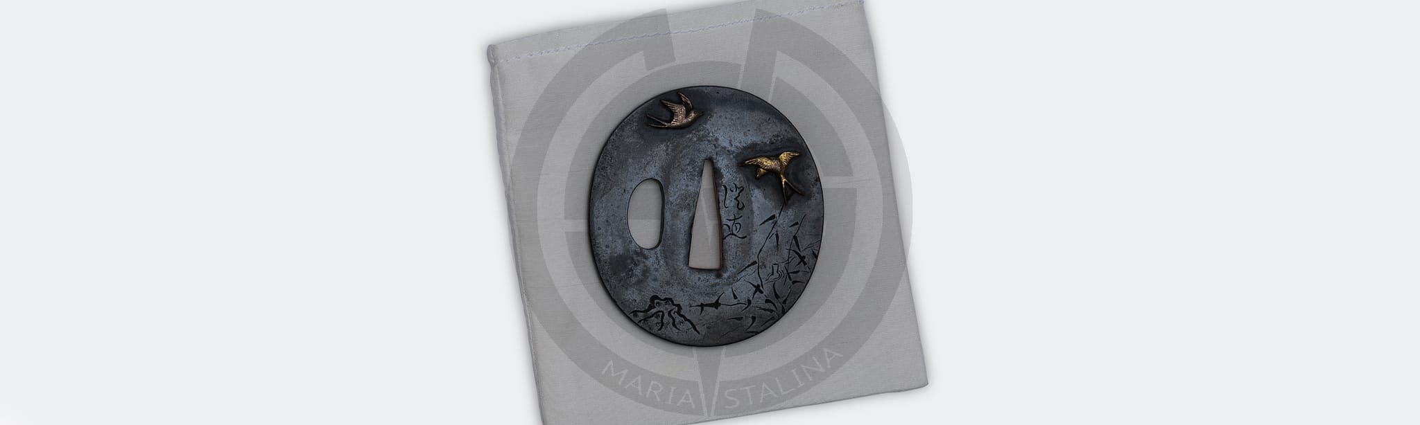 Wakizashi tsuba bamboo and swallows_1