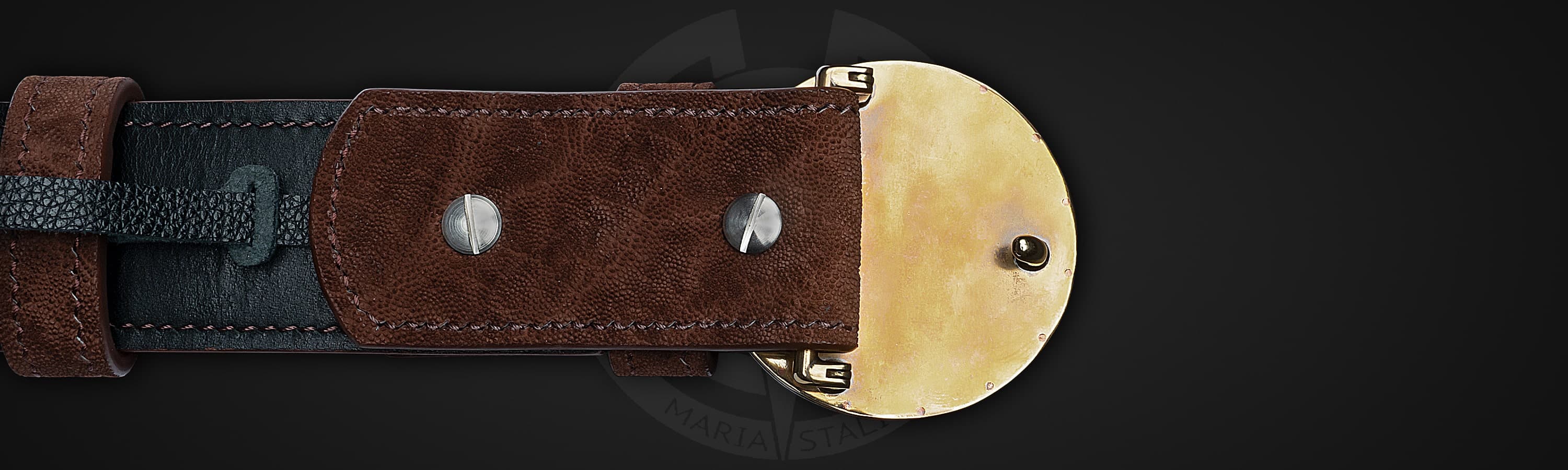 Belt with author's buckle «Gloomy Samurai» Elephant brown_2 Belt with author's buckle «Gloomy Samurai» Elephant brown_2