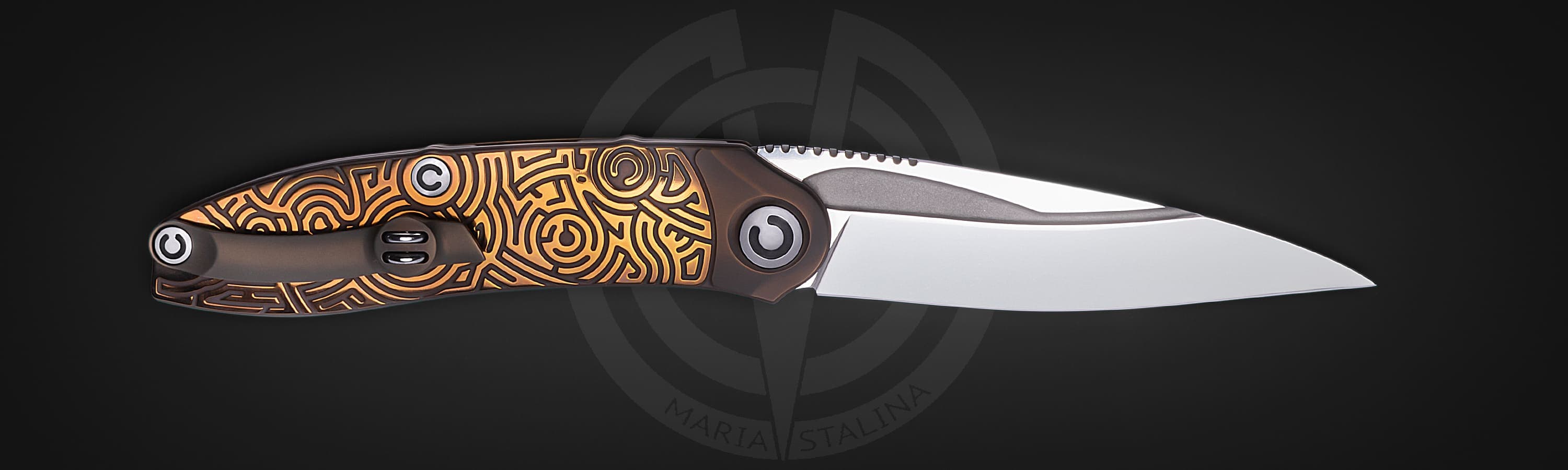 The knife Technoshaman 2.0. Slim (Gold) 5/10 SiL Manufactory_1 The knife Technoshaman 2.0. Slim (Gold) 5/10 SiL Manufactory_1