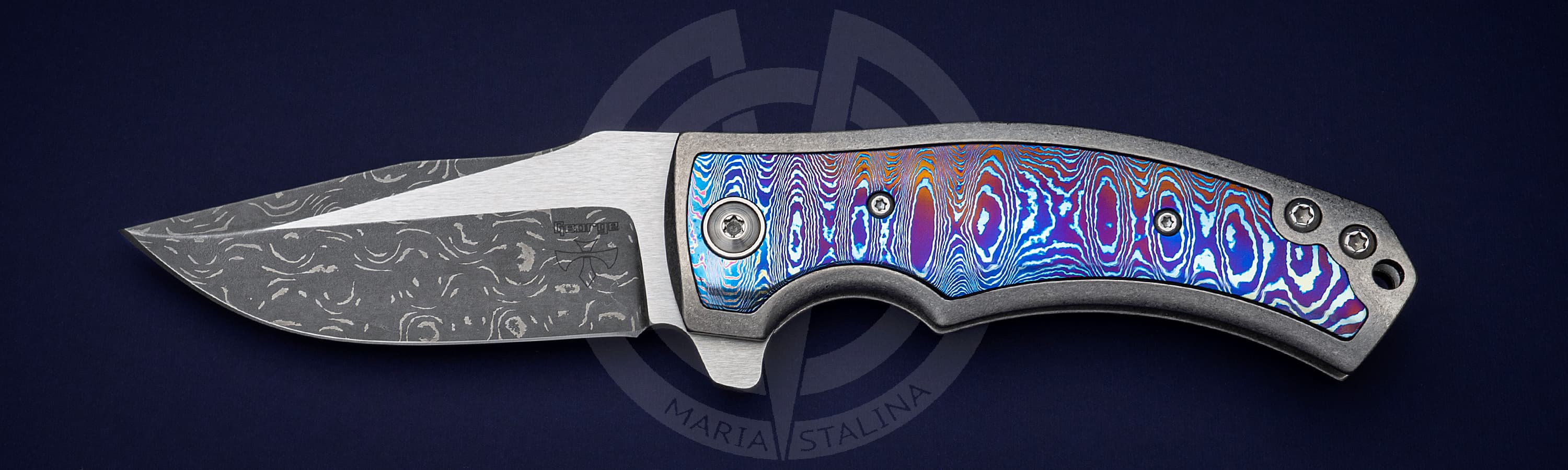 Les George Knives Valmara Non Recurve Timascus Les George Knives Valmara Non Recurve Timascus