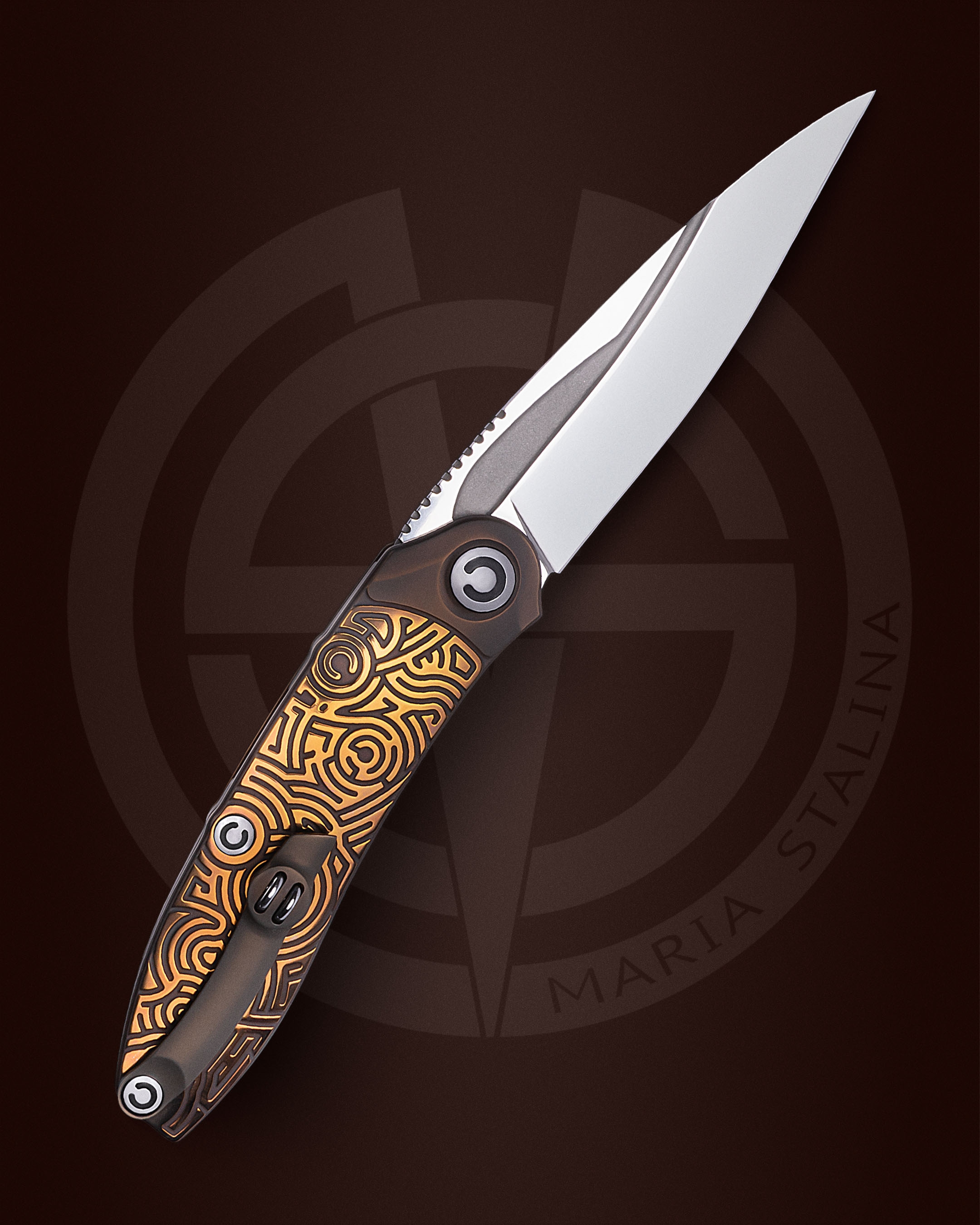 The knife Technoshaman 2.0. Slim (Gold) 3/10 SiL Manufactory_1 The knife Technoshaman 2.0. Slim (Gold) 3/10 SiL Manufactory_1