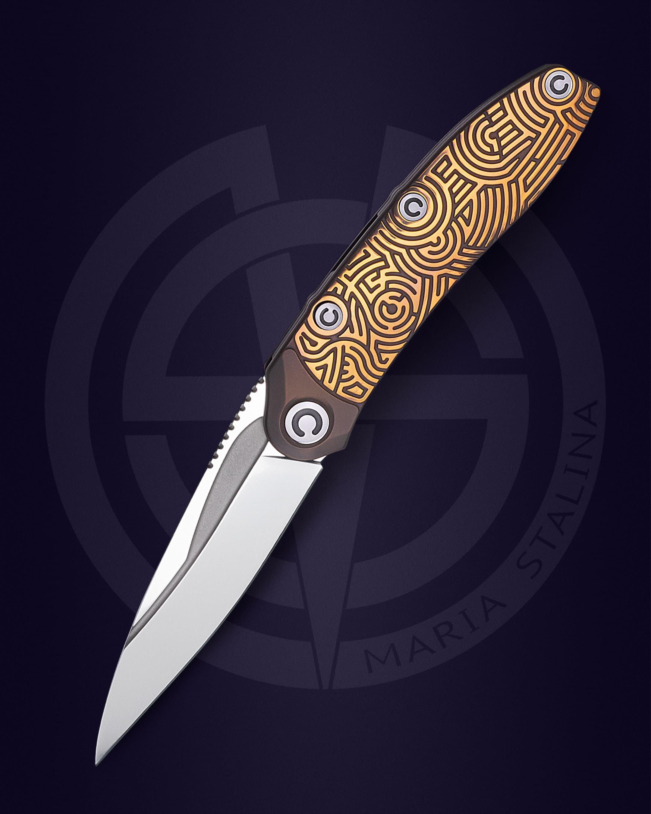 The knife Technoshaman 2.0. Slim (Gold) 6/10 SiL Manufactory The knife Technoshaman 2.0. Slim (Gold) 6/10 SiL Manufactory