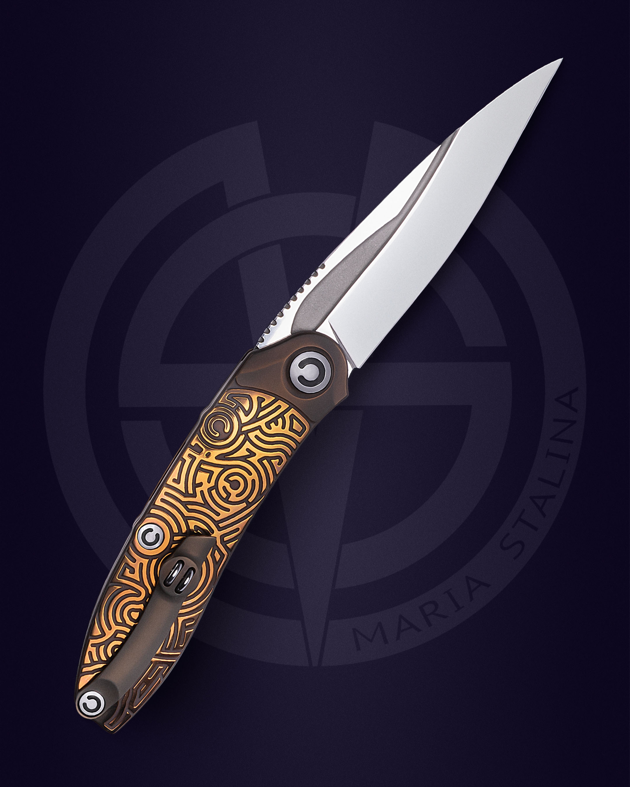 The knife Technoshaman 2.0. Slim (Gold) 6/10 SiL Manufactory_1 The knife Technoshaman 2.0. Slim (Gold) 6/10 SiL Manufactory_1
