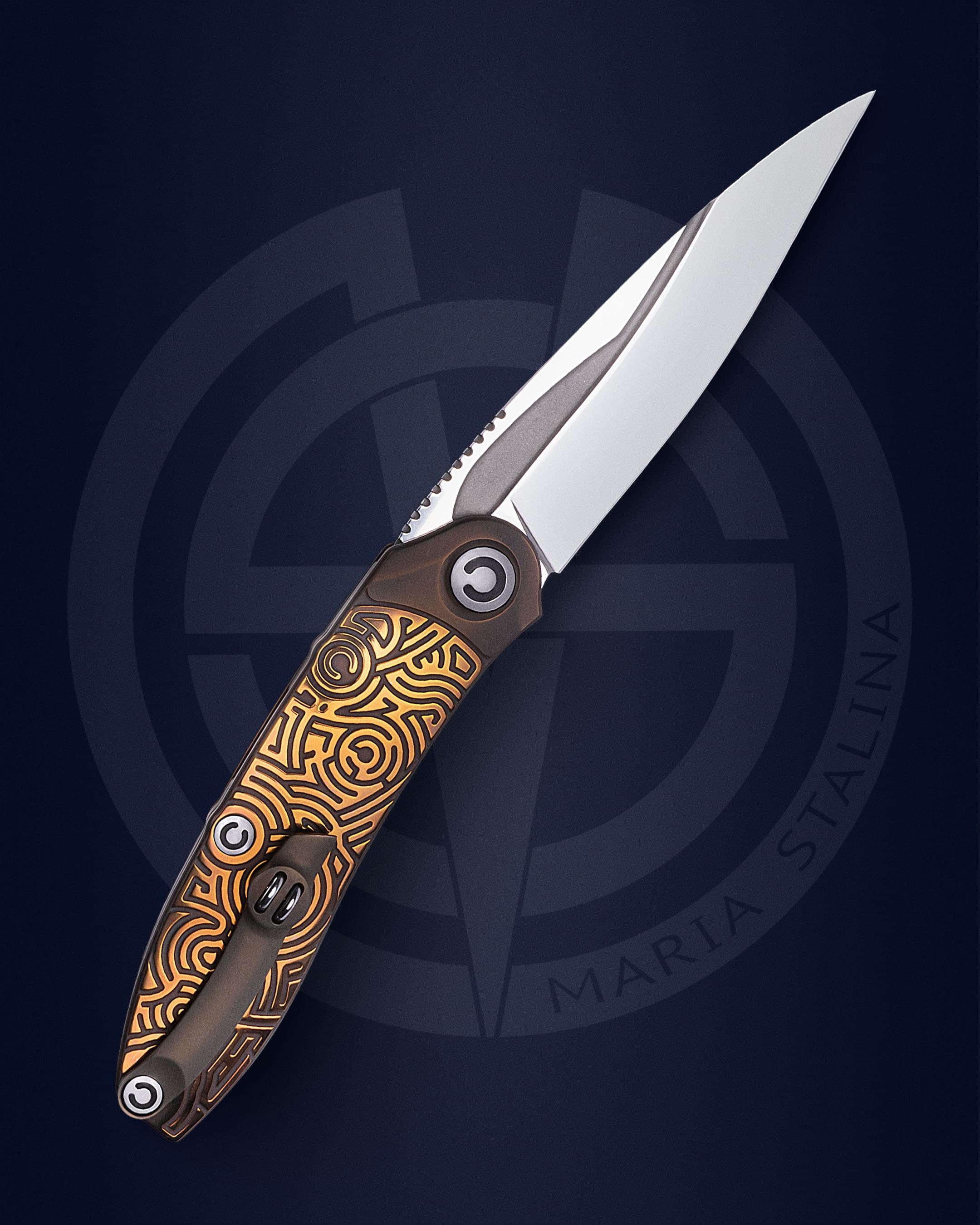 The knife Technoshaman 2.0. Slim (Gold) 7/10 SiL Manufactory_1 The knife Technoshaman 2.0. Slim (Gold) 7/10 SiL Manufactory_1